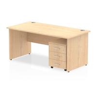 Dynamic Rectangular Straight Desk Maple MFC Panel End Leg Maple Frame Impulse 1 x 3 Drawer Mobile Pedestal 1800 x 800 x 730mm