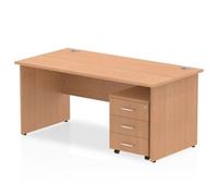 Dynamic Rectangular Straight Desk Oak MFC Panel End Leg Oak Colour Frame Impulse 1 x 3 Drawer Mobile Pedestal 1800 x 800 x 730mm