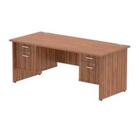 Impulse 1800x800mm Desk Walnut Top Panel Leg 2x2 Drawer Fixed Pedestal