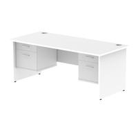Impulse Bench 1800 X 800mm Straight Office Desk White Top Panel End Leg Workstat