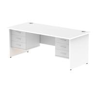 Impulse 1800x800mm Desk White Top Panel Leg 2x3 Drawer Fixed Pedestal