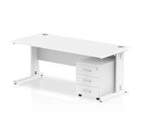 Impulse 1800x800mm Desk White Top White Cable Managed Leg + Mobile Ped