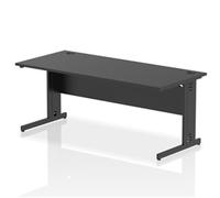Impulse 1800x800mm Straight Desk Black Top Black Cable Managed Leg