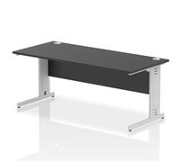 Impulse 1800 x 800mm Straight Office Desk Black Top Silver Cable Managed Leg