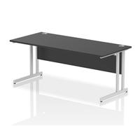 Impulse 1800 x 800mm Straight Office Desk Black Top Silver Cantilever Leg