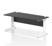 Impulse 1800x800mm Straight Desk Black Top White Cable Managed Leg