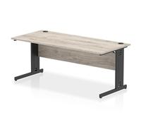 Impulse 1800x800mm Straight Desk Grey Oak Top Black Cable Managed Leg