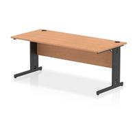Impulse 1800x800mm Straight Desk Oak Top Black Cable Managed Leg