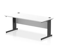 Impulse 1800x800mm Straight Desk White Top Black Cable Managed Leg