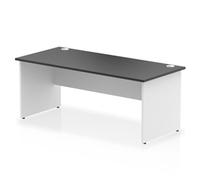 Impulse 1800 x 800mm Straight Office Desk Black Top White Panel End Leg