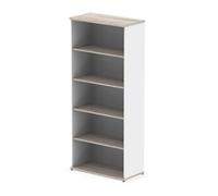 Impulse 2000mm Bookcase Grey Oak and White