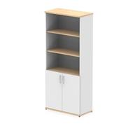 Impulse 2000mm Open Shelves Cupboard Maple and White with White Doors