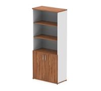 Impulse 2000mm Open Shelves Cupboard Walnut/White with Walnut Doors