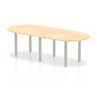 Impulse 2400mm Boardroom Table Maple Top Silver Post Leg