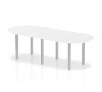Impulse 2400mm Boardroom Table White Top Silver Post Leg