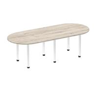Impulse Bench 2400mm Boardroom Table Grey Oak Top Chrome Post Leg
