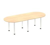 Impulse Bench 2400mm Boardroom Table Maple Top Brushed Aluminium Post Leg