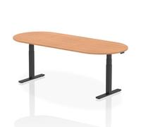 Impulse 2400mm Boardroom Table Oak Top Black Height Adjustable Leg