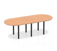Impulse 2400mm Boardroom Table Oak Top Black Post Leg