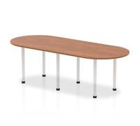 Impulse 2400mm Boardroom Table Walnut Top White Post Leg
