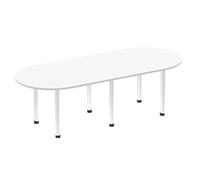 Impulse Bench 2400mm Boardroom Table White Top Brushed Aluminium Post Leg
