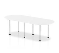 Impulse Bench 2400mm Boardroom Table White Top White Post Leg