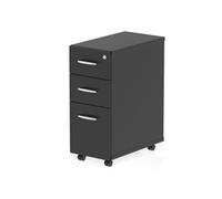 Impulse 3 Drawer Narrow Under Desk Pedestal Black