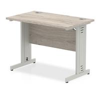 impulse 600mm computer desk in grey and silver managed leg