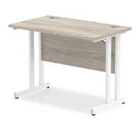 impulse 600mm computer desk in grey and white cantilever leg