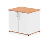 Impulse 600mm Deep Desk High Cupboard Oak and White