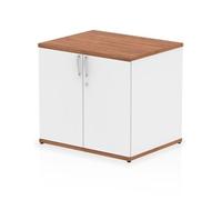 Impulse 600mm Deep Desk High Cupboard Walnut and White