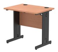 Impulse 800x600mm Straight Desk Beech Top Black Cable Managed Leg