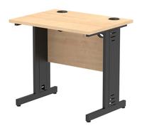 Impulse 800 x 600mm Straight Office Desk Maple Top Black Cable Managed Leg