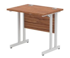 Impulse 800 x 600mm Straight Office Desk Walnut Top Silver Cantilever Leg