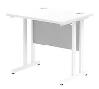 Impulse 800 x 600mm Straight Office Desk White Top White Cantilever Leg