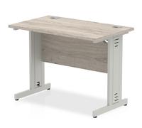 impulse 800mm computer desk in grey and silver managed leg