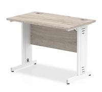 impulse 800mm computer desk in grey and white managed leg