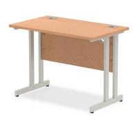 impulse 800mm computer desk in oak and silver cantilever leg