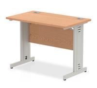 impulse 800mm computer desk in oak and silver managed leg