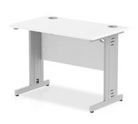 impulse 800mm computer desk in white and silver managed leg