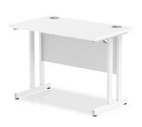 impulse 800mm computer desk in white and white cantilever leg