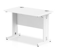 impulse 800mm computer desk in white and white managed leg