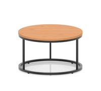 Impulse 800mm Round Coffee Table With Metal Frame Beech Top Black Leg