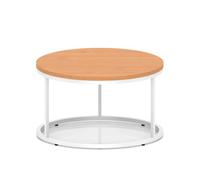 Impulse 800mm Round Coffee Table With Metal Frame Beech Top White Leg