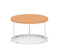 Impulse 800mm Round Coffee Table With Metal Frame Beech Top White Leg