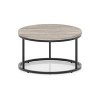 Impulse 800mm Round Coffee Table With Metal Frame Grey Oak Black Leg