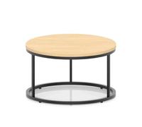 Impulse 800mm Round Coffee Table With Metal Frame Maple Top Black Leg