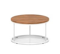 Impulse 800mm Round Coffee Table With Metal Frame Walnut Top White Leg