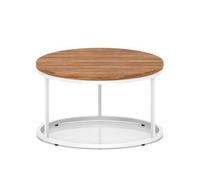 Impulse 800mm Round Coffee Table With Metal Frame Walnut Top White Leg