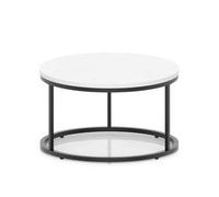 Impulse 800mm Round Coffee Table With Metal Frame White Top Black Leg